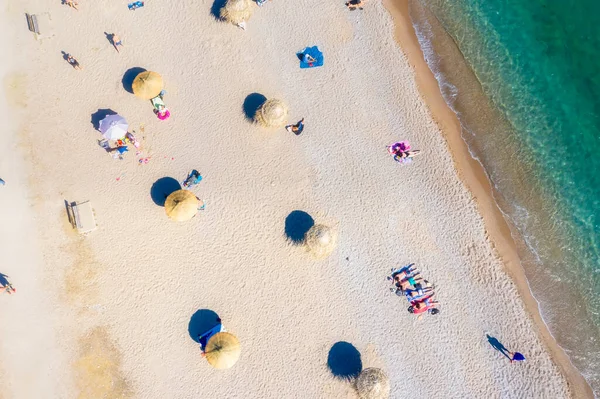 Den Nya Stranden Glyfada Anpassad Till Tiden För Coronavirus Genomföra — Stockfoto