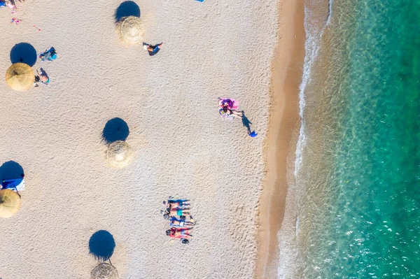 Den Nya Stranden Glyfada Anpassad Till Tiden För Coronavirus Genomföra — Stockfoto