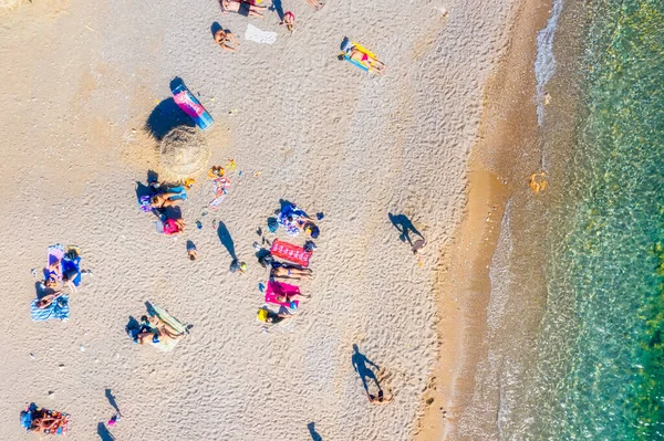 Новый Пляж Глифада Адаптированный Времени Коронавируса Внедряющий Строгие Санитарные Правила — стоковое фото