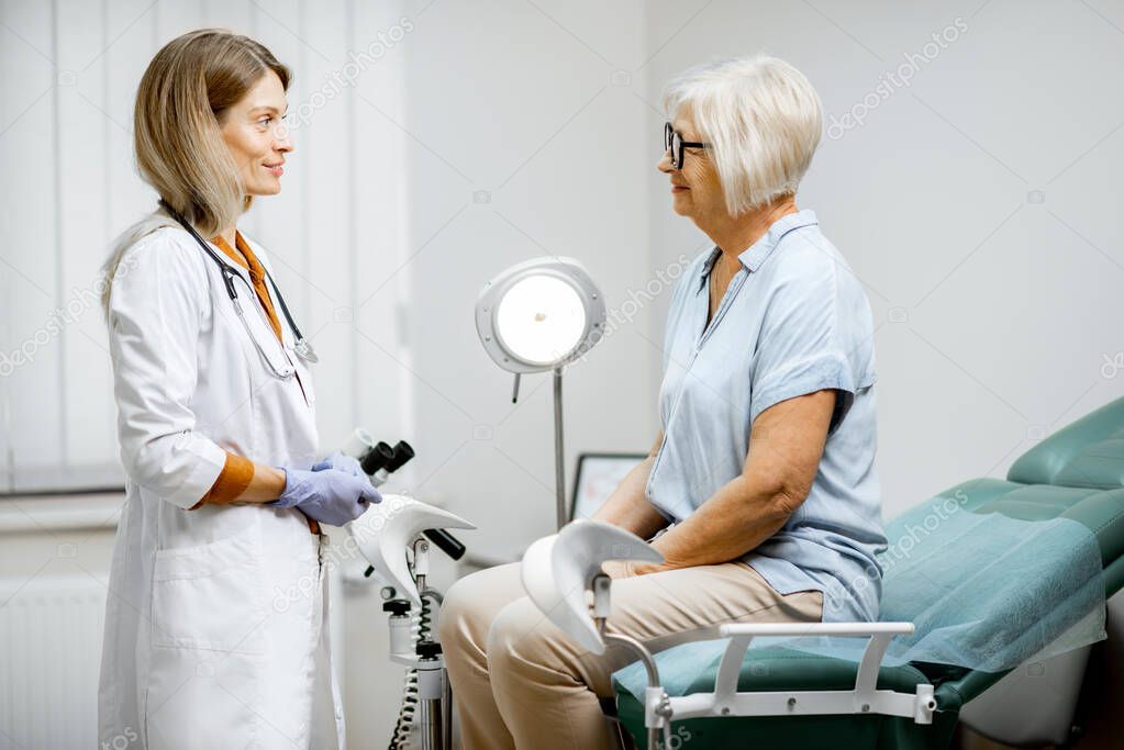 Senior woman with gynecologist in the office