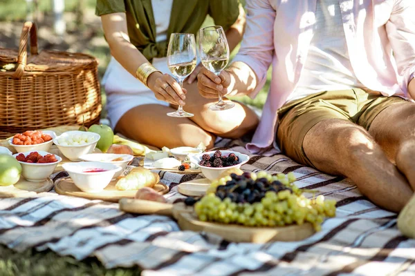 Couple having romantic breakfast outdoors — Stock Photo, Image