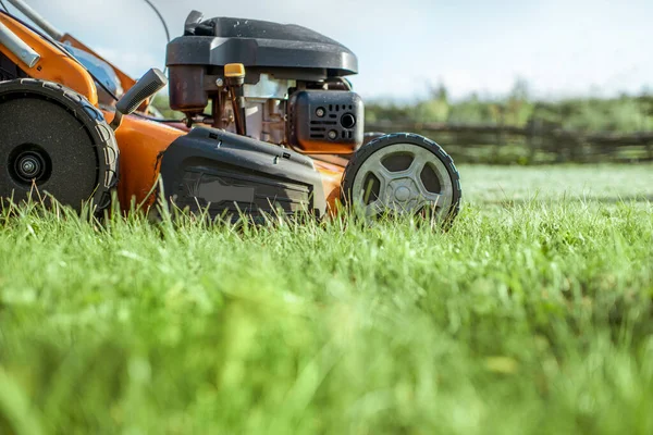 Lawn mower cutting grass