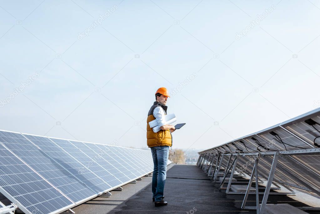 Engineer on a solar power plant