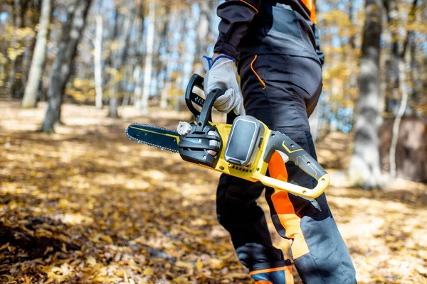 Professional lumberjack in the forest — Stock Photo, Image