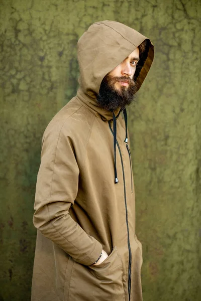 Mysterious man wearing hoodie coat