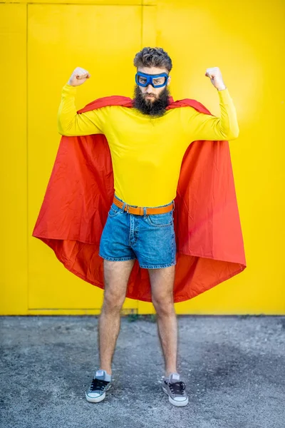 Superman portrait on the yellow background