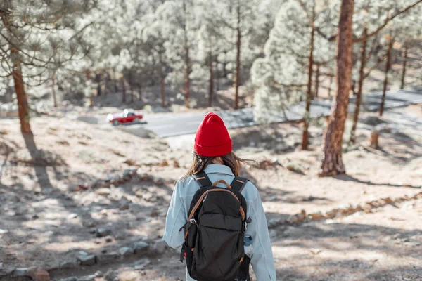 Woman walking in the forest — Stock Photo, Image