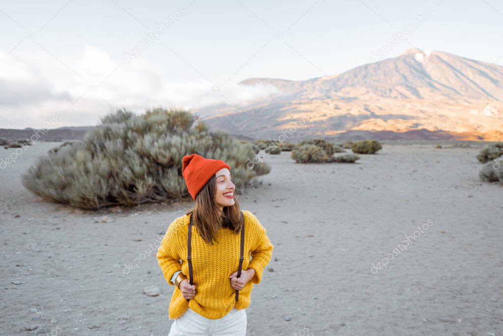 Woman on the volcanic valley