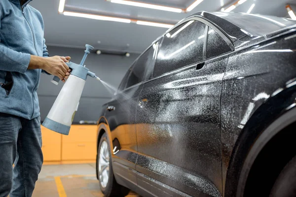 Preparing vehicle body before protective film apply — Stock Fotó