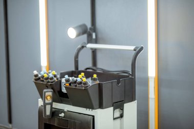 Toolbox with colorful wax tubes for car polishing