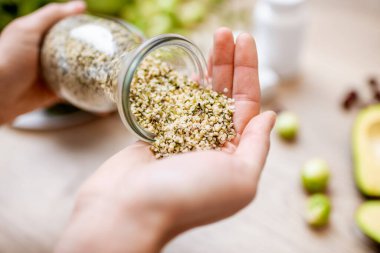 Hemp seeds with food ingredients