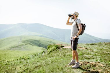 Man traveling in the mountains