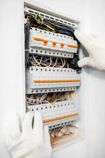 Installing or repairing electrical panel — Stock Photo, Image