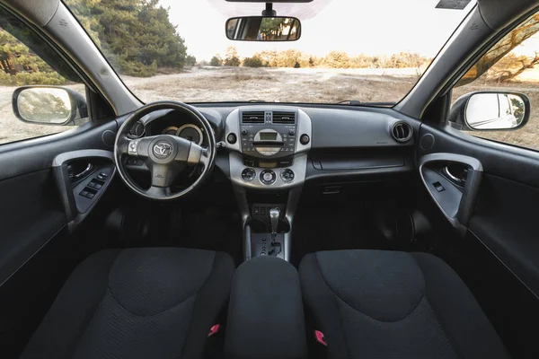 DNIPRO, UKRAINE - FEBRUARY 19, 2020: TOYOTA RAV4 2006 GREY COLOR, INTERIOR