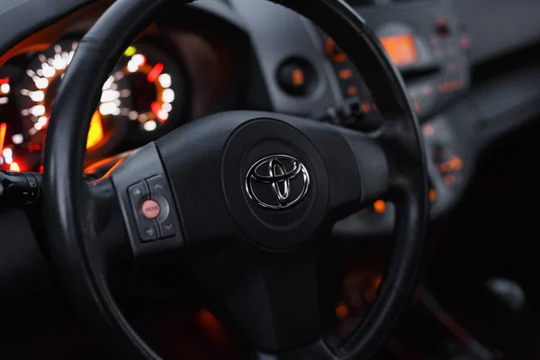 DNIPRO, UKRAINE - FEBRUARY 19, 2020: TOYOTA RAV4 2006 GREY COLOR, WHEEL CLOSE