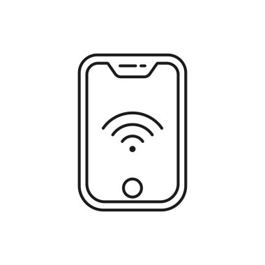 smartphone wifi - minimal line web icon. simple vector illustrat