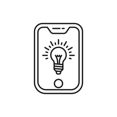 akıllı ampul uygulaması - en küçük çizgi web simgesi. Basit vektör illüstrati