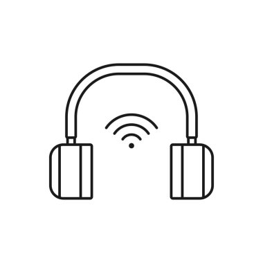 kablosuz kulaklık - en düşük çizgi web simgesi. Basit vektör illüstrası