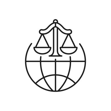 Uluslararası hukuk - en küçük ağ simgesi. Basit vektör çizimi