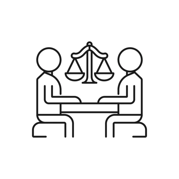 Dyskusja prawnicza - minimalna ikona internetowa. prosty wektor illus — Wektor stockowy