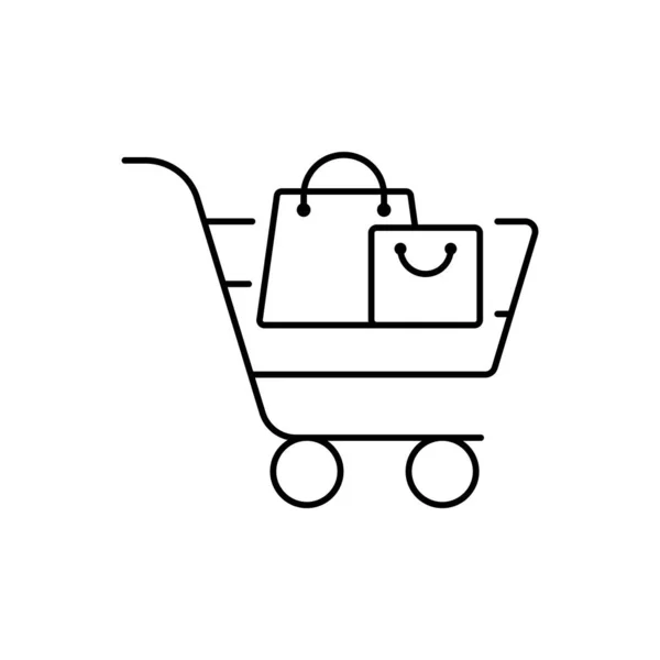 ショッピングカート - 最小限のラインウェブアイコン。シンプルベクトルイラストリオ — ストックベクタ