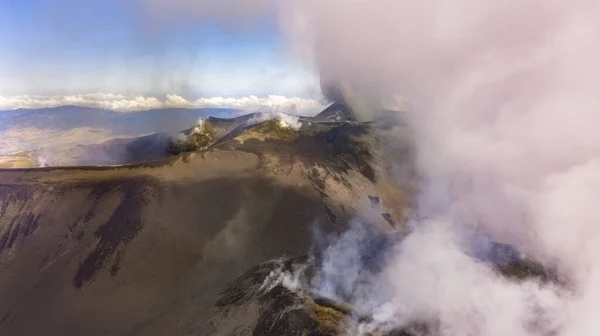 Cráter Etna Desgasificación Vista Desde Arriba — Foto de Stock