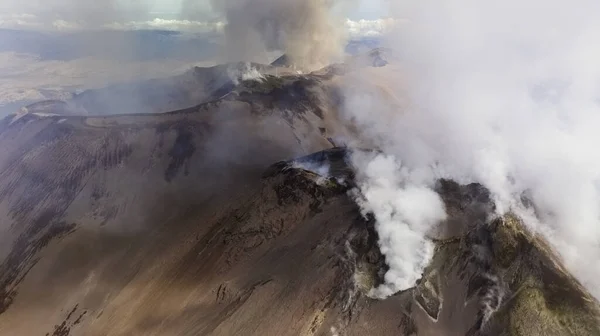 Cráter Etna Desgasificación Vista Desde Arriba — Foto de Stock