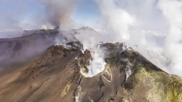 Cratere Dell Etna Degassificazione Vista Dall Alto — Foto Stock