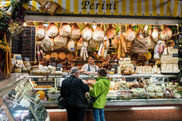 Florence Italy March 2018 Horizontal Picture Italian Vendor Selling Meat — Stock Photo, Image