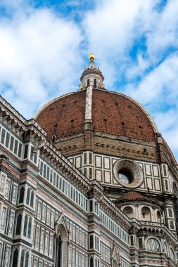 FLORENCE, ITALY - 12, MARCH, 2018: Vertical picture of the amazing dome of Cathedral of Santa Maria del Fiore, landmark of Florence, Italy
