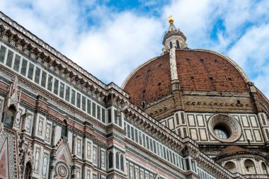 FLORENCE, ITALY - 12, MARCH, 2018: Wide angle picture of the amazing dome of Cathedral of Santa Maria del Fiore, landmark of Florence, Italy