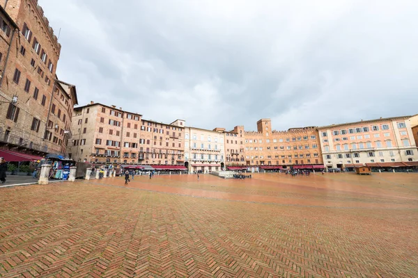 Siena Italy March 2018 Wide Angle Picture Piazza Del Campo — 스톡 사진