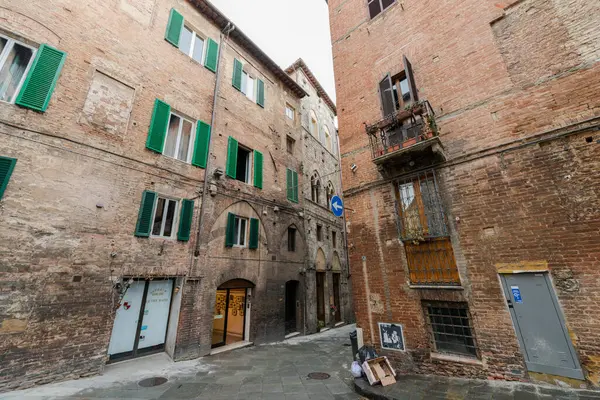 Siena Italia Marzo 2018 Gran Angular Edificios Antiguos Calles Siena — Foto de Stock