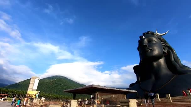 Adiyogi Shiva Estatua Diferentes Perspectivas Únicas Video Toma Dhyanlinga Coimbatore — Vídeo de stock