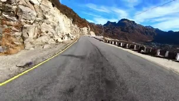 Motorcykel Bort Gatan Bilder Tas Sikkim Himalayas India Jan 2020 — Stockvideo