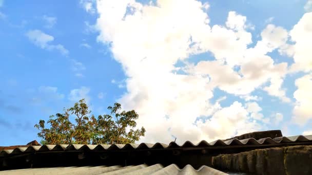 在偏远的村庄 石棉碎屑上方的云彩时间已经过去了 — 图库视频影像