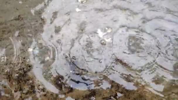 Wassertröpfchen Die Bei Regen Auf Das Wasser Fallen Sind Die — Stockvideo