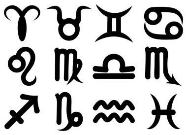 Astrolojik simgeler, semboller ve burç işaretleri, serbest çizim.