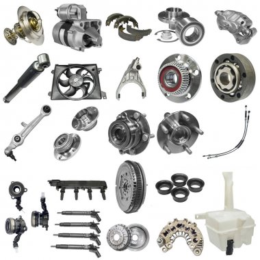 Beyaz arka plan üzerinde araç parçaları