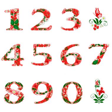 Beyaz zemin üzerinde bir desenle rakamlar