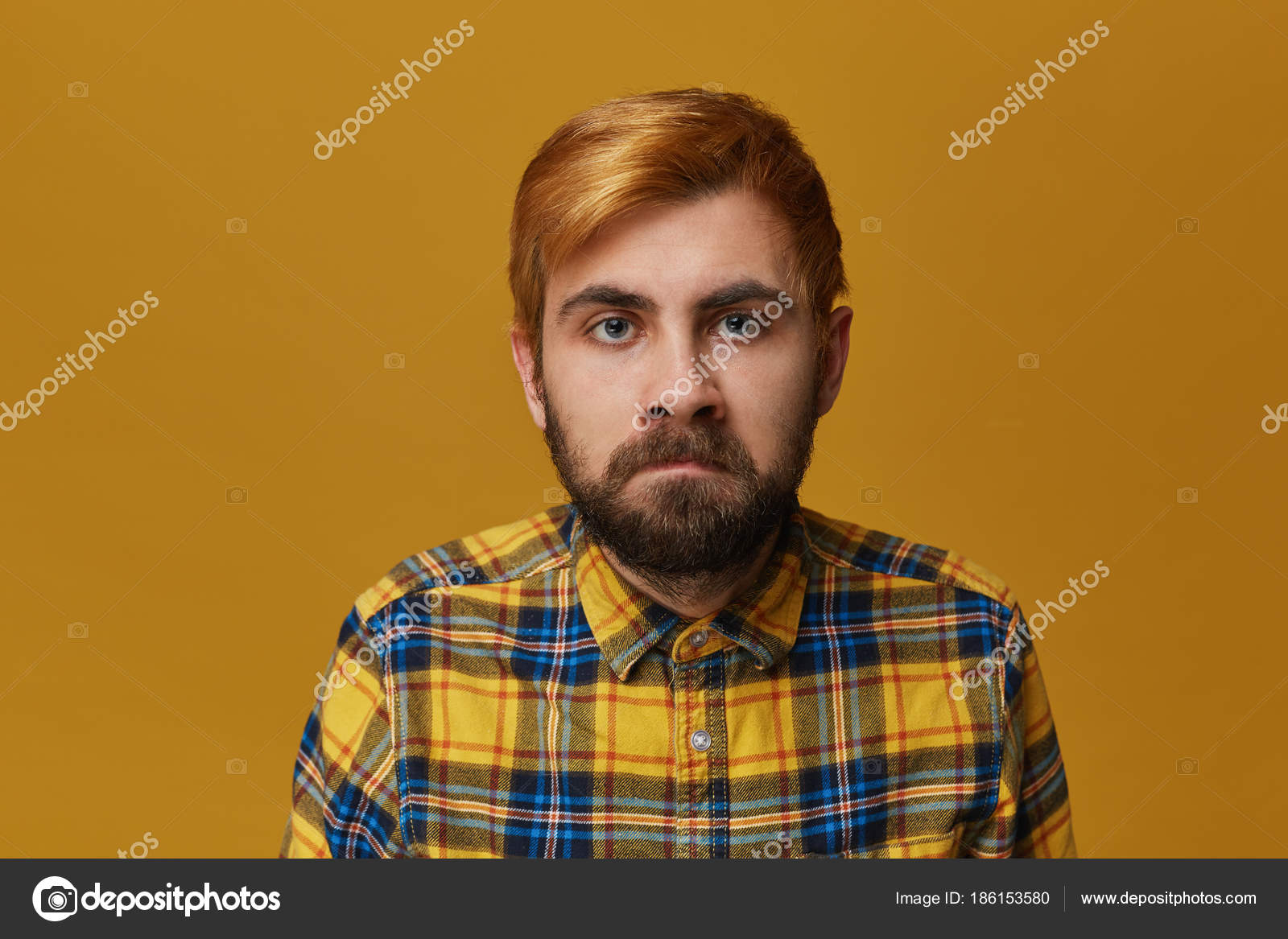 Young Bearded Male Feels Angry Mad Some Problems People Wearing