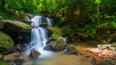 Timelapse şelale Kota Kinabalu, Sabah, Borneo, Malezya.