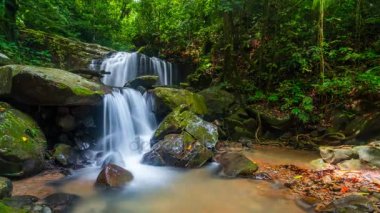 Timelapse şelale Kota Kinabalu, Sabah, Borneo, Malezya.