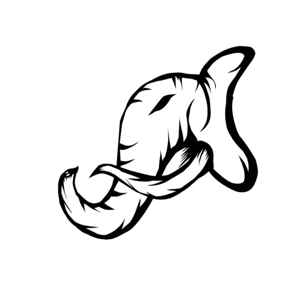 Skiss Design Illustration Huvud Elefant Vit Bakgrund — Stock vektor