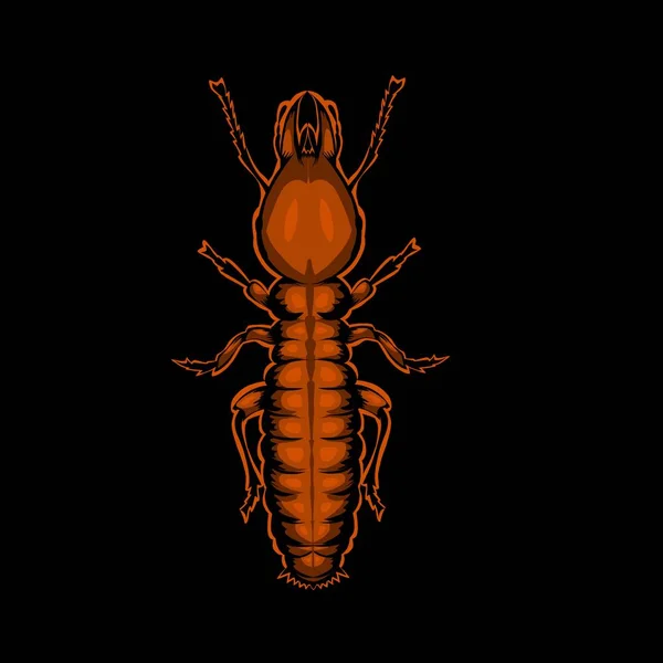 Conception Simple Illustration Termite Sur Fond Noir — Image vectorielle