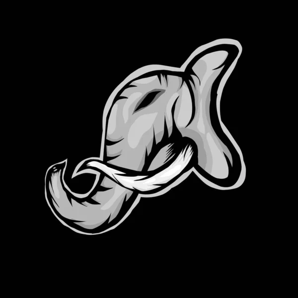 Illustration Design Von Elefantenkopf Auf Schwarzem Hintergrund — Stockvektor