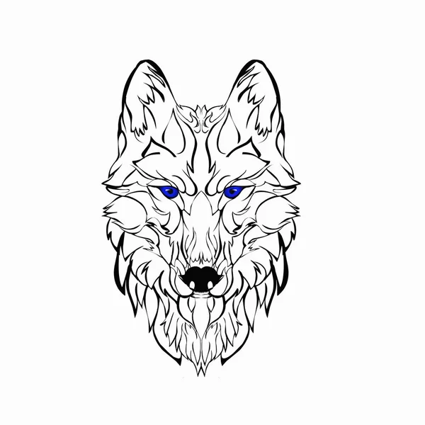 Sketch Design Illustration Head Wolf — Stock Vector