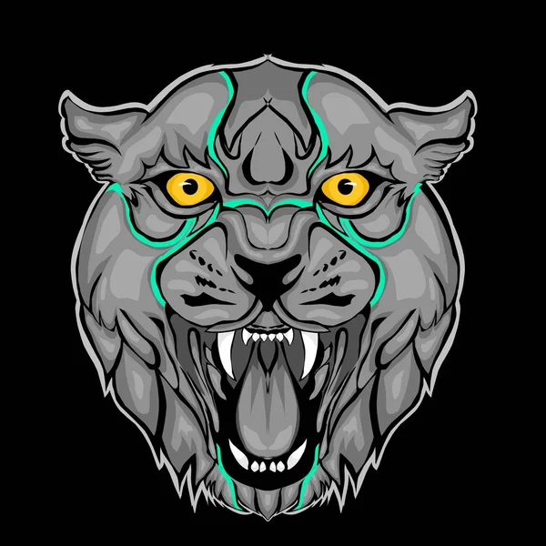 Simple Design Illustration Head Tiger Black Background — 스톡 벡터