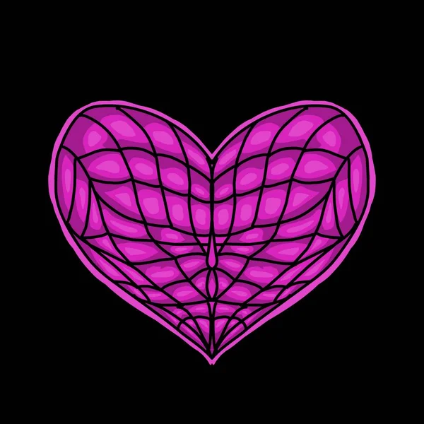 Corazón Patrón Ornamental Rosa Sobre Fondo Negro — Vector de stock