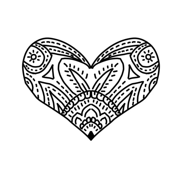 Dibujo Diseño Ilustración Corazón Ornamental Sobre Fondo Blanco — Vector de stock